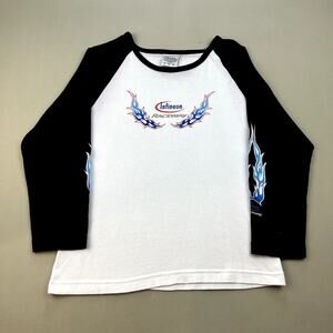 Vintage Racing T-Shirt Womens XL White Long Sleeve Sonoma Raceway Flames y2k